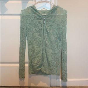 Green lace zip up